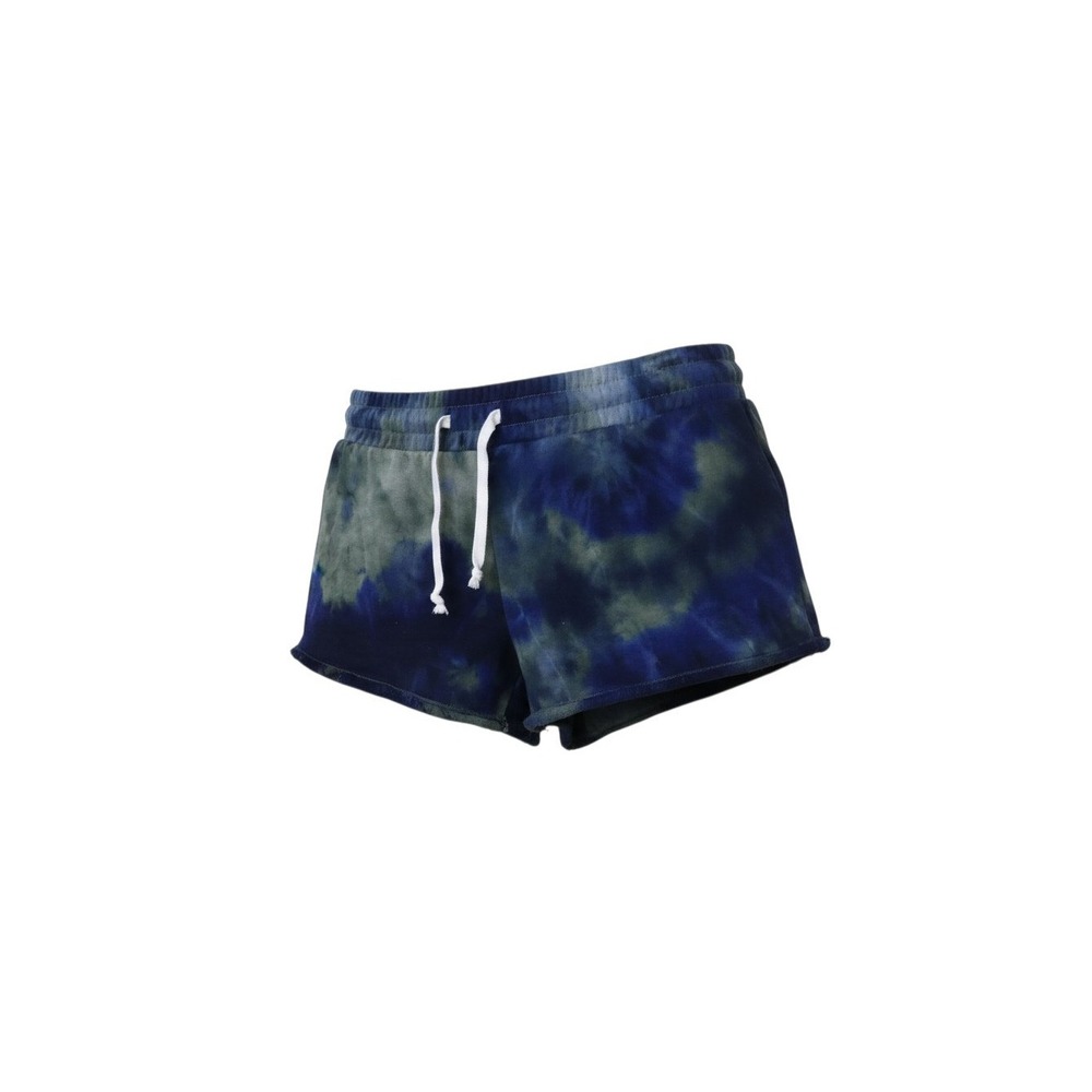 rue21 Lounge Shorts Womens L Blue Tie Dye Raw Hem Drawstring Casual